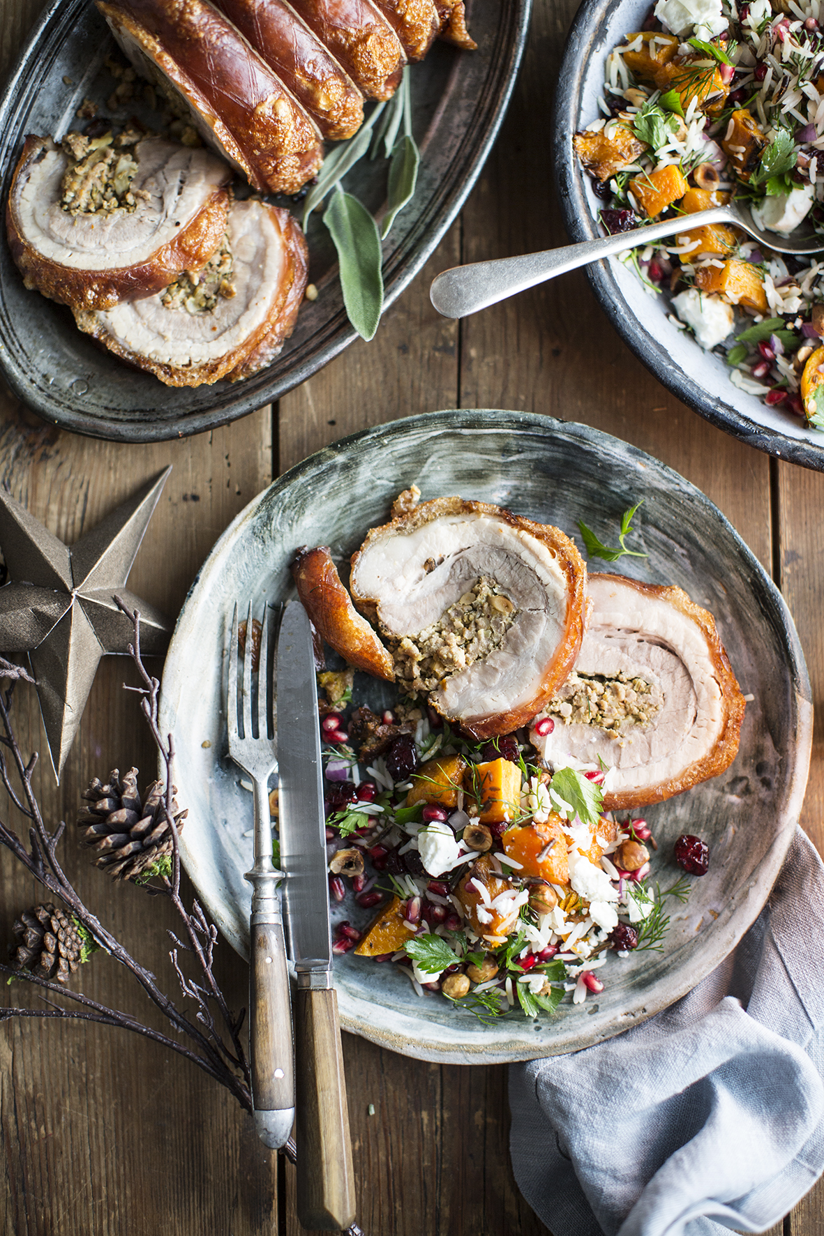 BBC Good Food Christmas shoot and festive porchetta video recipe - Rosie Birkett - Food and 